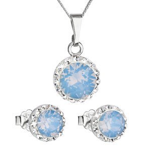 Sada šperků s krystaly Swarovski náušnice a přívěšek modré opálové kulaté 39152.7