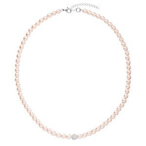 Perlový náhrdelník růžový s krystaly Swarovski 32063.3