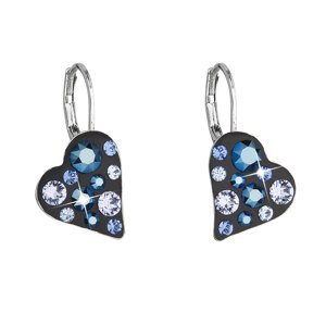 Náušnice bižuterie se Swarovski krystaly modré srdce 51043.5 metalic blue