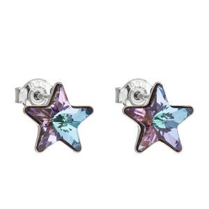 Stříbrné náušnice pecky s krystaly Swarovski fialová hvězdička 31228.5