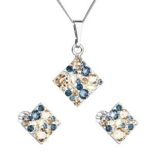 Sada šperků s krystaly Swarovski náušnice a přívěsek mix barev kosočtverec 39126.3 denim blue