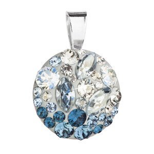 Stříbrný přívěsek s krystaly Swarovski mix barev kulatý 34209.3 ice blue