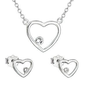 Sada šperků s krystaly Swarovski náušnice a náhrdelník bílé srdce 39163.1