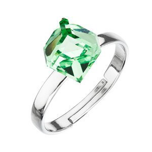 Stříbrný prsten s krystaly zelená kostička 35011.3