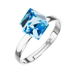 Stříbrný prsten s krystaly modrá kostička 35011.3