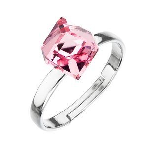 Stříbrný prsten s krystaly růžová kostička 35011.3