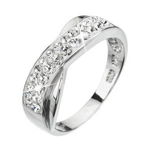 Stříbrný prsten s krystaly bílý 35041.1