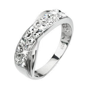 Stříbrný prsten s krystaly bílý 35040.1