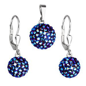 Sada šperků s krystaly náušnice a přívěsek modré kulaté 739072.5 bermuda blue