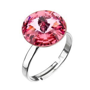 Stříbrný prsten s krystaly růžový 35018.3