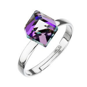 Stříbrný prsten s krystaly fialovo-modrá kostička 35011.5