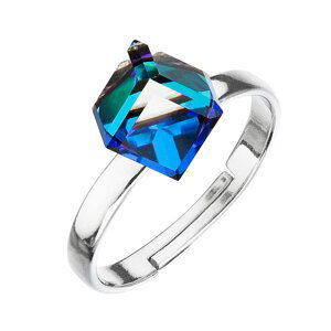 Stříbrný prsten s krystaly modrá kostička 35011.5 bermuda blue