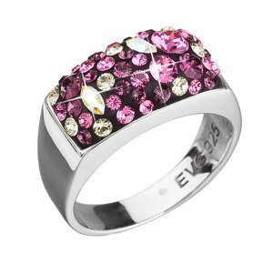 Stříbrný prsten s krystaly mix barev 35014.3 amethyst