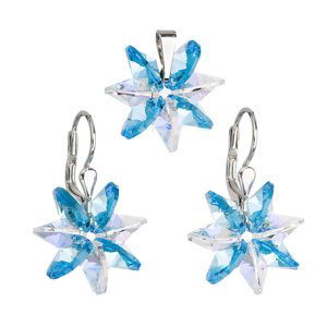 Sada šperků s krystaly Swarovski náušnice a přívěsek modrá kytička ab efekt 39092.3