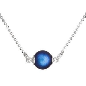 Stříbrný náhrdelník s tmavě modrou matnou perlou 32068.3