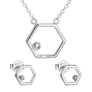 Sada šperků s krystaly Swarovski náušnice a náhrdelník bílý hexagon 39166.1