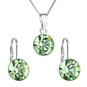Sada šperků s krystaly Swarovski náušnice, řetízek a přívěsek zelené kulaté 39140.3 peridot