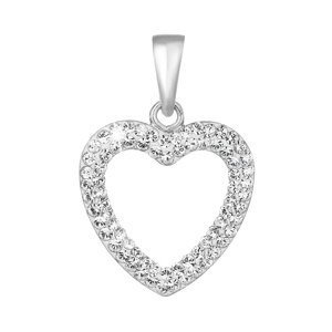 Stříbrný přívěsek s krystaly Swarovski bílé srdce 74074.1