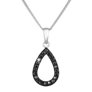 Stříbrný náhrdelník s krystaly Swarovski černá slza 72059.5