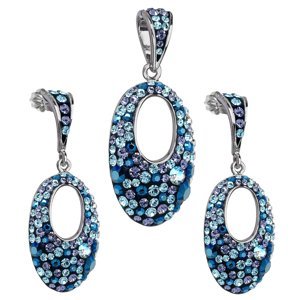 Sada šperků s krystaly Swarovski náušnice a přívěsek modrý ovál 39075.3 blue style