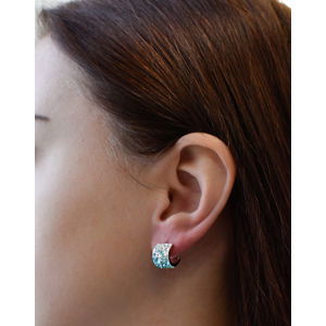 Stříbrné náušnice visací s krystaly Swarovski modrý půlkruh 731280.3 turquoise mix 2