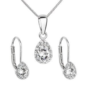 Sada šperků s krystaly Swarovski náušnice, řetízek a přívěsek bílá 79044.1