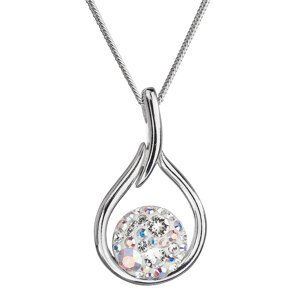 Stříbrný náhrdelník se Swarovski krystaly kapka 32075.2 bílá s ab efektem