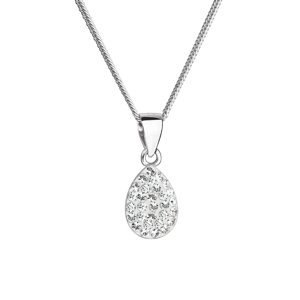 Stříbrný náhrdelník s krystaly Swarovski bílá slza 72069.1 crystal