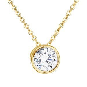 Zlatý 14 karátový náhrdelník s bílým zirkonem 92Z00013 crystal