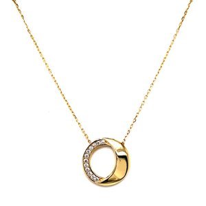 Zlatý 14 karátový náhrdelník měsíc se zirkony 92Z00018 crystal