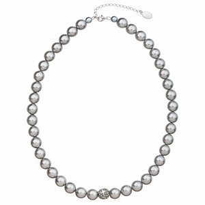 Perlový náhrdelník šedý s krystaly Swarovski 32011.3