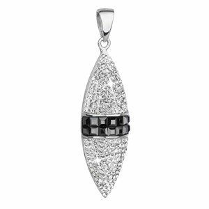 Stříbrný přívěsek s krystaly Swarovski bílý ovál 34188.1