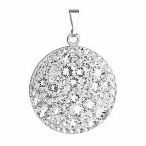 Stříbrný přívěsek s krystaly Swarovski bílý kulatý 34131.1