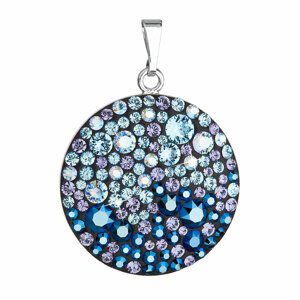 Stříbrný přívěsek s krystaly Swarovski modrý kulatý 34131.3 blue style