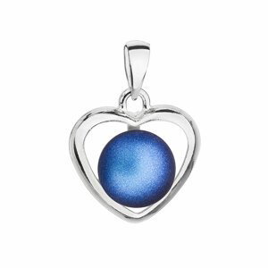 Stříbrný přívěsek s tmavě modrou matnou Swarovski perlou srdce 34246.3