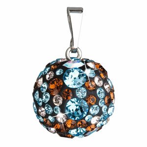 Stříbrný přívěsek s krystaly Swarovski mix barev kulatý 34081.3 aqua