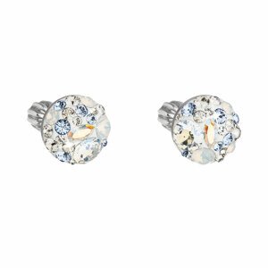 Stříbrné náušnice pecka s krystaly Swarovski modré kulaté 31336.3 light sapphire