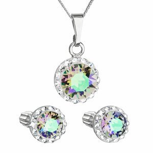 Sada šperků s krystaly Swarovski náušnice,řetízek a přívěsek zelené fialové kulaté 39352.5 paradise shine