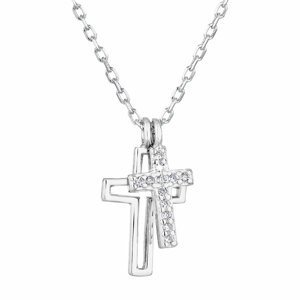 Stříbrný náhrdelník se zirkonem bílý křížek 12012.1