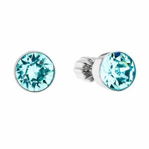 Stříbrné náušnice pecka se Swarovski krystaly modré kulaté 31113.3 light turquoise