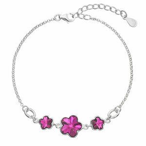 Stříbrný náramek se Swarovski krystaly růžová kytička 33112.3 fuchsia