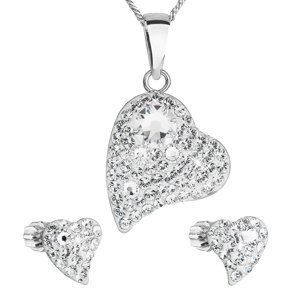 Sada šperků s krystaly Swarovski náušnice,řetízek a přívěsek bílé srdce 39170.1