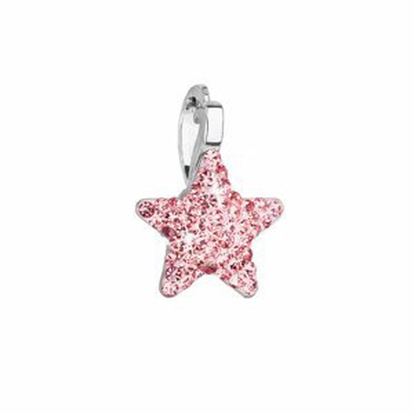 Stříbrný přívěsek s Preciosa krystaly růžová hvězdička 34259.3 lt.rose