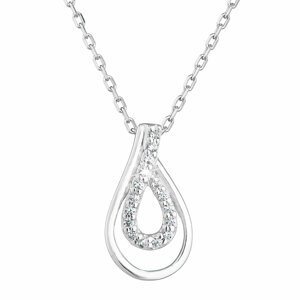 Stříbrný náhrdelník se zirkony slza bílý 882002.1