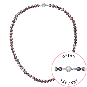 Perlový náhrdelník z říčních perel se zapínáním z bílého 14 karátového zlata 822001.3/9272B dk.peacock