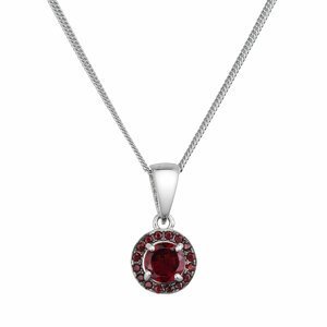 Stříbrný náhrdelník luxusní s pravými minerálními kameny rudý 12088.3 garnet
