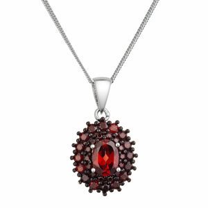 Stříbrný náhrdelník luxusní s pravými minerálními kameny rudé 12091.3 garnet