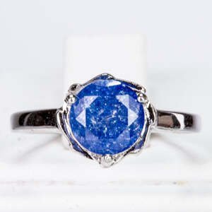 Pozlacený Slitinový Prsten s Modrým Emporia® Křišťálem, Velikost: 49-48