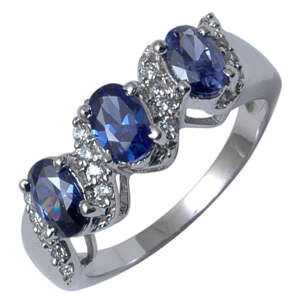 Pozlacený Slitinový Prsten s Modrým Emporia® Křišťálem, Velikost: 50-51