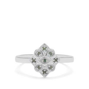 Stříbrný Prsten se Zeleným Diamantem, Velikost: 57-56